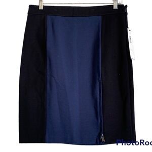 DKNY NWT Slate Blue Color Block Front Zipper Skirt | Size 8